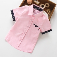 IENENS Kids Boy Shirts Clothes Solid Color 3-11Y Baby Shorts Sleeve Shirt Summer Tops Tees Shirts Children Cotton Blouse