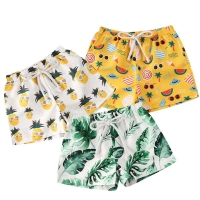 Cartoon Pineapple Print Toddler Beach Shorts for Boys and Girls (0-4T)