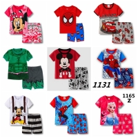 Summer Children Pajamas Set Short Sleeve T Shirt Shorts Mickey Pyjamas Kids Boy Girls Pijamas Cartoon Spiderman Baby Sleepwear