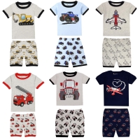 Boys Summer Pajamas Sets Children Excavator Printing Pajamas Rooter Pyjamas Kids Pijamas Infantil Roupas Infantis for 2-8Yrs