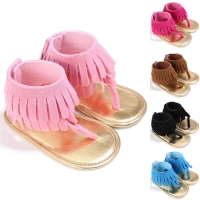 Fashion Casual Newborn Toddler Baby Girls Summer Sandals Solid Tassel Flat With Heel With 5 Style 0-18M