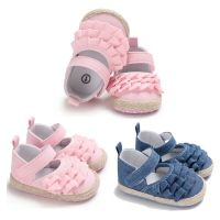 2019 New Newborn Infant Baby Girl Summer Kids Shoes Soft Sole Crib Prewalker Toddler Anti-Slip Solid Ruffled First Walkers