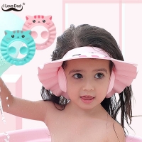 Cute Cartoon Baby Shower Cap Newborn Adjustable Hair Wash Hat Infant Ear Protection Safe Kids Shampoo Shield Bath Head Cover