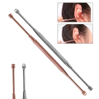 2Pcs Stainless Steel Ear Cleaner Earpick Ear Wax Stick Remover Ear Curette Cleaner Ear Cleaning Tools