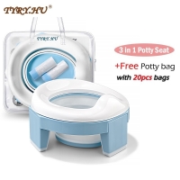 Baby Portable Toilet Potty Training Seat Multifunctional 3 in 1 Travel Toilet Seat Foldable Children Potty With Bags