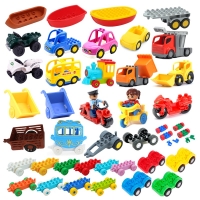 Car Model Children Assemble Toys Big Building Blocks City Traffic Parts Vehicle Trailer Chassis Boat Motorcycle Compatible brick