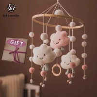 Baby Rattles and Crib Mobiles Musical Box - Cloud Cotton Carousel for 0-12 Months, with Projection, Perfect for Bed Bell.
