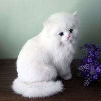 Realistic White Persian Cats Stuffed Toys Simulation Cat Dolls Table Decor Gift for Kids Boys Girls Easter Xmas Gift