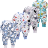 Baby Boy Sleeper Pajamas 1/2Pcs Cotton Romper Long Sleeves Toddler Girl Sleepwear 0-24 Months Infant Onsies ropa de bebe Clothes