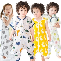 Baby Boy Summer Sleeping Bags Toddler 2 Layers Cotton Gauze Pajamas Little Girl Soft Breathable Bedtime Playsuits Kid Sleepsack