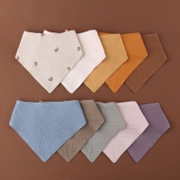 Baby Infant Cotton Bib Newborn Solid Color Triangle Scarf Feeding Saliva Towel Bandana Burp Cloth Boys Girls Shower Gift