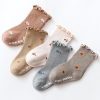 0-5 Years Toddlers Girls Frilly Socks Soft Cotton Baby Ankle Sock Flower Pattern Children Socks Anti Slip Infant Floor Sock