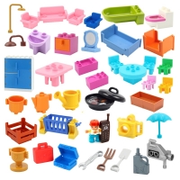 Play House Big Building Blocks Furniture Accessories Utensil Table Chair Compatible Sets bricks Assemble Toys For Children Gifts