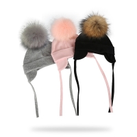 Autumn Winter Boy Girl Faux Fur Pompom Cotton Earmuffs Caps For Newborn Toddler Baby Hats Beaine Zara Kids Children Bonnet