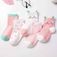 5 Pairs/lot Spring Autumn Cartoon Cat Animal Soft Cotton Knit Baby Socks Kids Boy Newborn Baby Girl Boys Socks For 0-6Yrs
