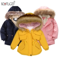 Baby Girl Denim Jacket Plus Fur Warm Toddler Children's winter girl's cotton padded clothes baby's thickened cotton padded coat
