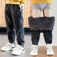 Children Winter Jeans Plus Velvet Kids Denim Pants Causal Thick Warm Fleece Trousers  For Teens Boys Girls 3-12 Years Wear