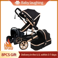Luxury Baby Stroller 3 in 1 Stable Aluminum Frame Portable Stroller Pram Newborn Bassinet Free Shipping