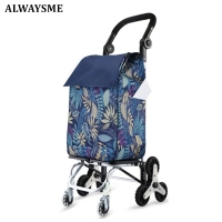 ALWAYSME Portable and Foldable Trolley Dolly Shopping Cart With Bag and Push Handle For Shopping ,Camping,8 Wheels
