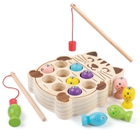 Baby Early Education Children's Educational Toys Outdoor Game Set Children's Wooden Montessori Toys Magnetic Cat Fishing Toy