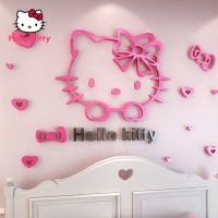 Hello Kitty Room Decoration Bedroom Bedside Decoration Stickers Creative Cartoon Cute 3D Stereo Wall Stickers