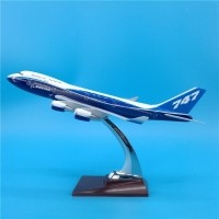 Aviation model 32CM Boeing B747 prototype blue airline air route aircraft model toy aircraft die-cast plastic alloy aircraft