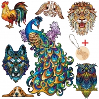 P Adults Animal Wooden Puzzle Peacock Owl Chameleo Wooden Jigsaw Puzzle Wood Jigsaw Puzzle Educational Toys For Kids Adults