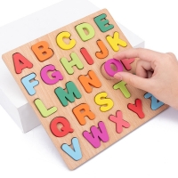 20CM Baby Toys Wooden Puzzle Alphabet Number Shape Matching 3D Puzzle Board Game Wooden Montessori Toys For Children Gifts