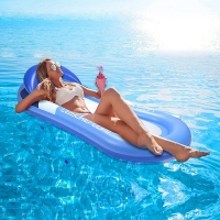 Large Portable Pool Mat Inflatable Mattress Lounger With Head Pillow & Sun Shed Water Hammock Swimming Pool Accessories