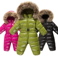 NEW Russian Winter Duck Down Jacket Boy Children Thick Ski Suit Girl Jumpsuit Baby Snowsuit Kids Overalls Infant waterproof Coat
