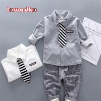 Lawadka Spring Autumn Baby Boy Clothes Sets Long Sleeve Tie T-Shirt +Pants 2Pcs Outfits Cotton Sport Suit For Boy Clothes 2022