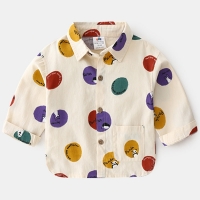 2021 Spring Autumn New Design 2 3 4 5 6 8 10 Years Children Cotton Turn-Down Collar Full Print Baby Kids Boys Long Sleeve Shirt