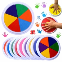 6 Colorful Ink Stamp Pad DIY Finger Painting Craft Cardmaking Large Round for Kids Education Drawing Interactive Baby Toys