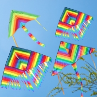 Colorful Rainbow Kite Long Tail Nylon Outdoor Kites Flying Toys For Children Kids Kite Parent-child Game Toys Gift for Birthday
