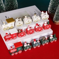 Wooden/Plastic Train Christmas Ornament Christmas Toys Merry Christmas Home Decoration Navidad Santa Claus New Year 2023 Gifts