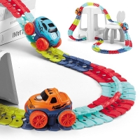 Flexible Railway Car Toys Changeable Track with LED Light Race Car DIY Assembled Racing Track Set Creative Toy For Kids Children