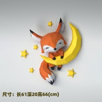 3D Paper Model Handmade Fox Moon DIY Wall Papercraft Home Decor Wall Decoration Puzzles Educational DIY Kids Toys Gift 1397