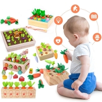 Baby Carrot Harvest Games Wooden Toy Sorters For Children 1 2 3 Years Kids Shape Matching Puzzle Toy Montessori Educational Toys