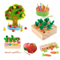 Kids Shape Matching Puzzle Toy Montessori Educational Toys Baby Carrot Harvest Games Wooden Toy Sorters For Children 1 2 3 Years