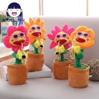 Hot Sale Electric Sunflower Stuffed Plush Doll 80 Songs USB Saxophone Dancing Singing Sunflower Toys Funny Children Toy Gift