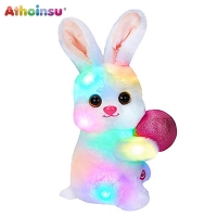 Athoinsu Light up Musical Stuffed Bunny Plush Toy with LED Night Lights Glow Rabbit Farm Animal Birthday for Toddler Kids