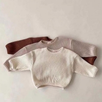 2021 New Autumn Cotton Baby Long Sleeve T Shirts Kids Waffle Shirts Solid Boys Bottoming Infant Girl Tops Toddler Clothes 0-24m
