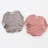 Fashion Striped Print 2021 Kids Baby Girls Clothes Cotton Long Sleeve T Shirts for Children Girls Autumn Spring Baby Clothing