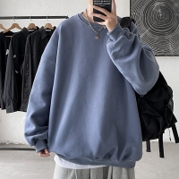 Harajuku Sweatshirts Men 2022 Autumn Winter Fleece O Neck Sweatshirt Streetwear Hip Hop Korean Solid Hoodie Pullovers Basic Tops