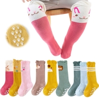3 Pairs/Lot Baby Socks Knee High Boy Girl Infant Toddler Cotton Long Socks Anti Slip Cute Cartoon Animal Non-slip For 0-24M Kids