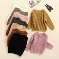 9 Color Autumn Winter Warm Newborn Baby Solid Color O-Neck Sweater Infant Girl Boy Loose Fit Long Sleeve Knitted Pullover Top