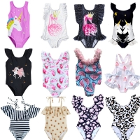 Baby Girl Unicorn Clothing Ruffle Sleeve Bikini One-Piece Swimwear Girls Swimsuit Bathing Beach Costume Newborn Kid Clothes Sets