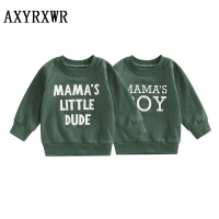 Autumn Toddler Kids Baby Boy Clothes Green Letter Print Long Sleeve Casual Pullover Sweatshirts Sportwear Tops for Newborn