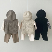 Baby Girl Knitwear Sleeveless Sweaters Autumn Boys Cotton Vest Coat Solid Tops Knit Waistcoat Toddler Pullover Outerwear 0-3Y