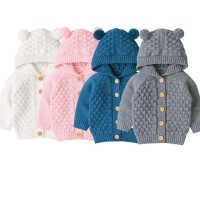Baby Sweaters Toddler Infant Boys Girls Knitted Outfit Clothes Cute Kid Baby Hooded With Ear Winter Warm Cardigan Coat Outerwear